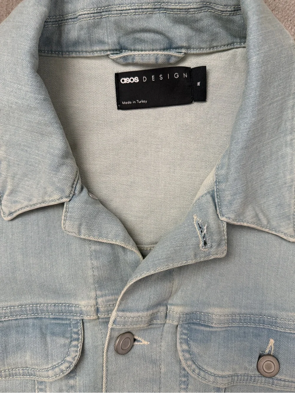 ASOS Design Light Blue Denim Jacket Medium Cotton Stretch Button Front